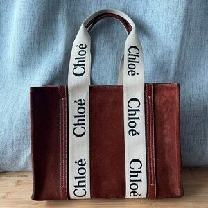 Chloe Medium Suede Woody Tote